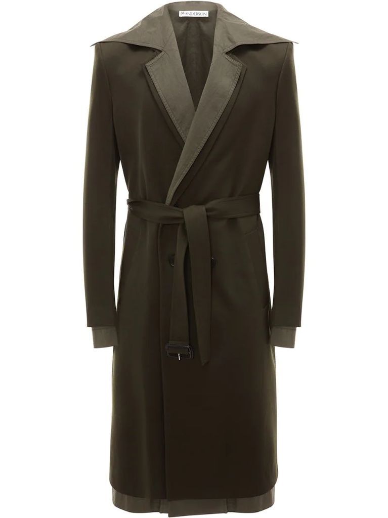double-layer belted coat