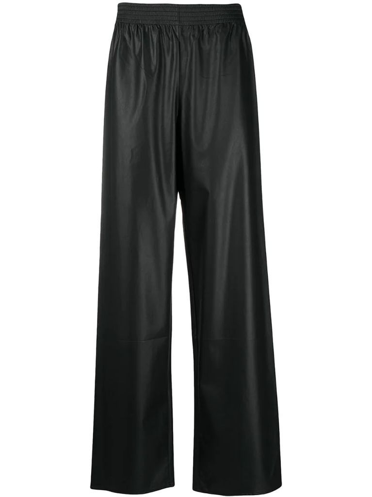 elasticated-waist wide trousers