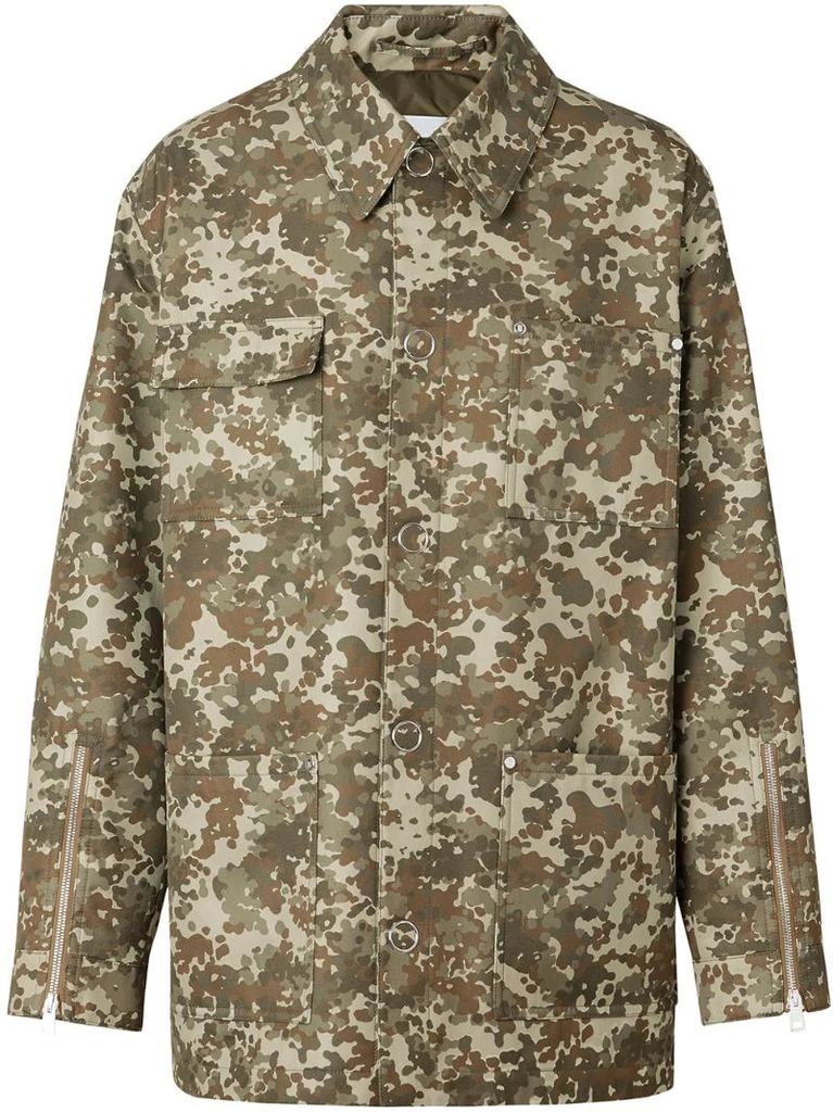 Camouflage Print Cotton Gabardine Jacket