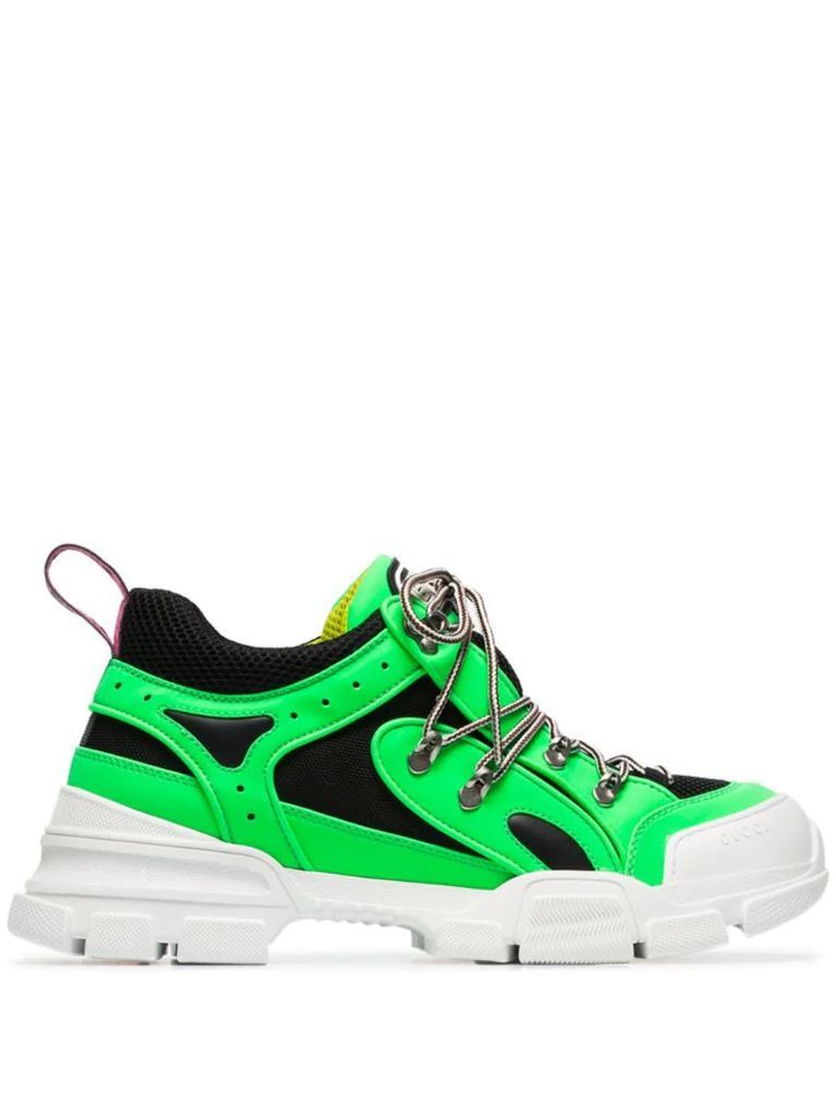 green and black Flashtrek leather and mesh sneakers