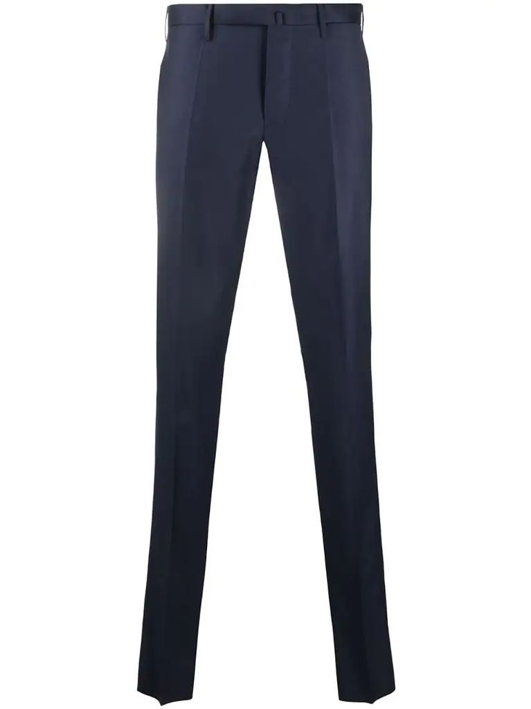 slim fit pleat detail tailored trousers