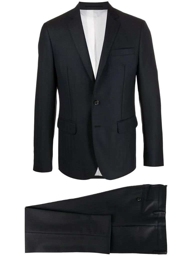 two-piece chevron wool twill suit