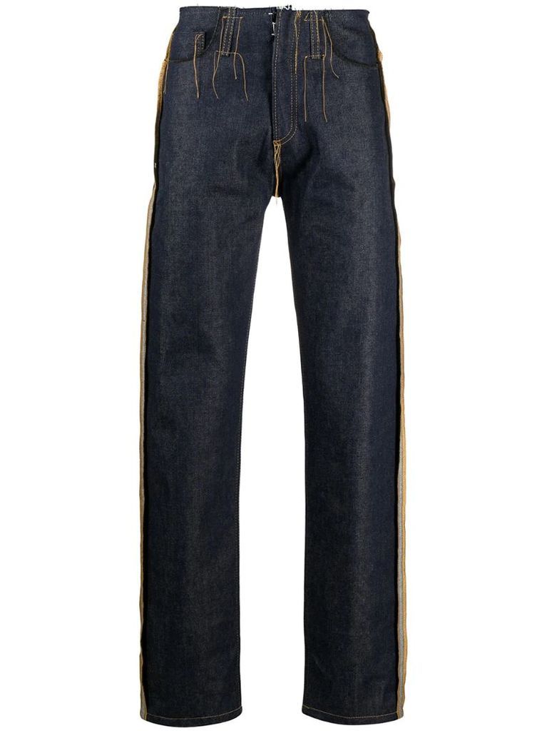 contrast-stitching denim jeans