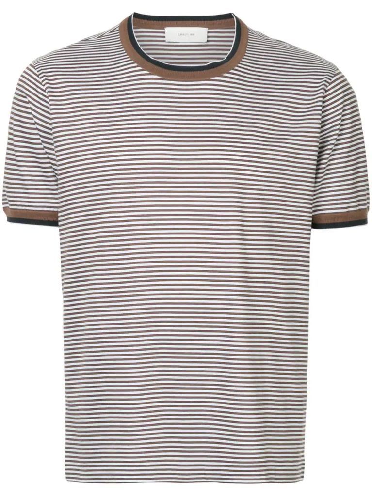 striped contrast-trim T-shirt