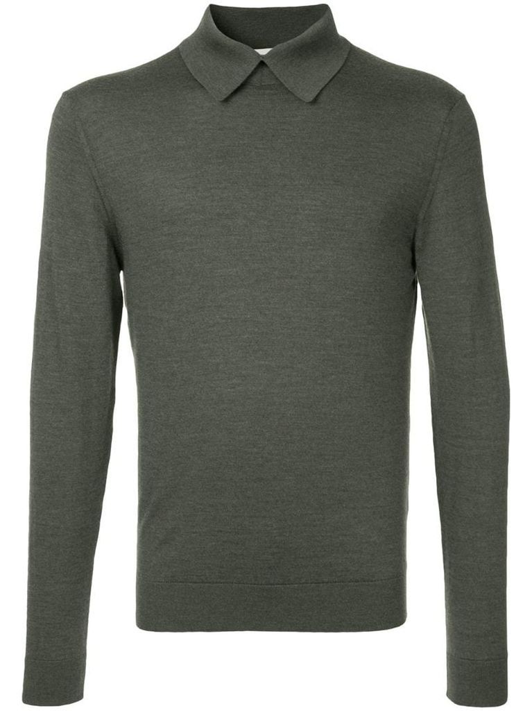 long-sleeve fitted polo top