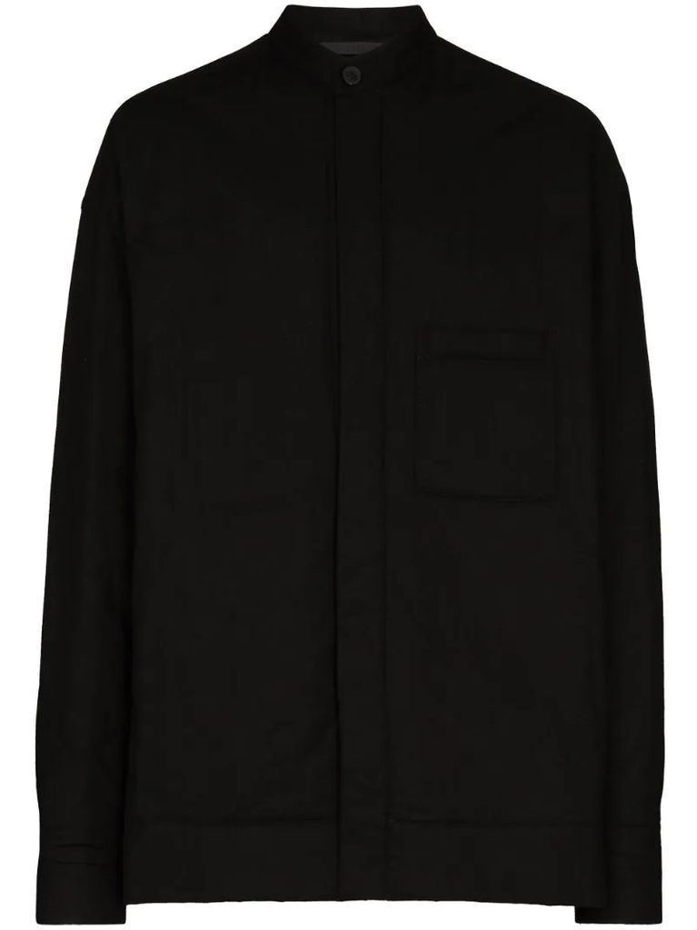 embroidered high-neck shirt jacket