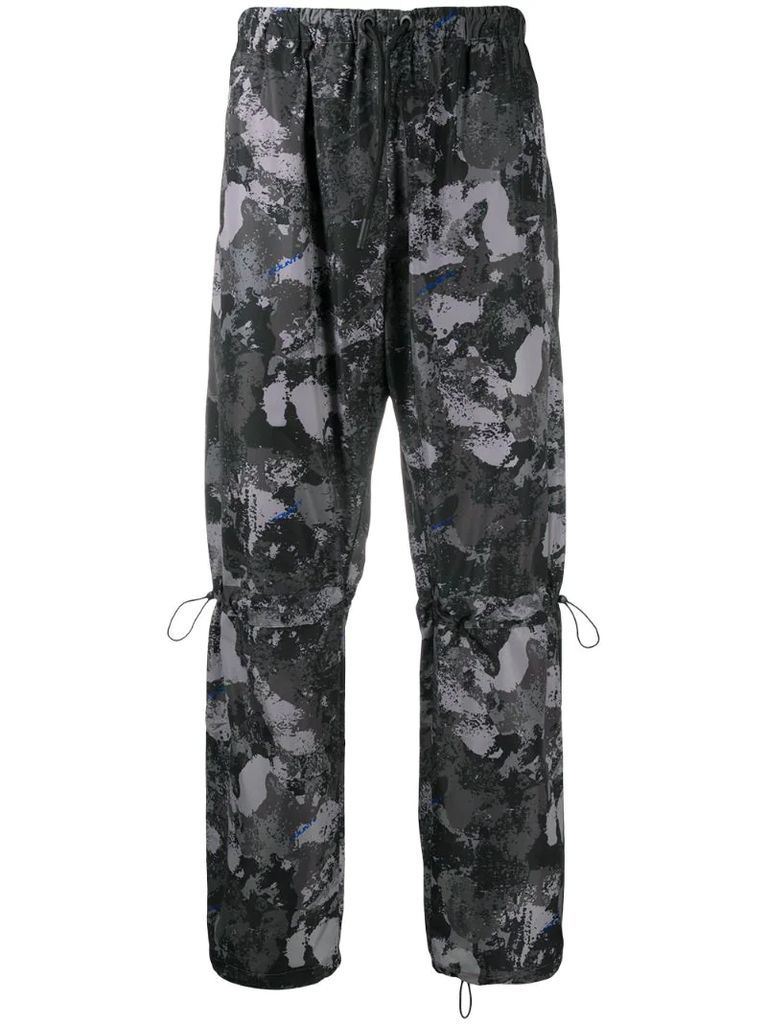 high-rise camouflage-print track pants