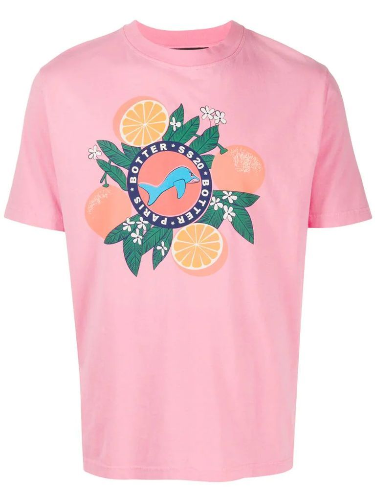 Orange logo print crew neck T-shirt