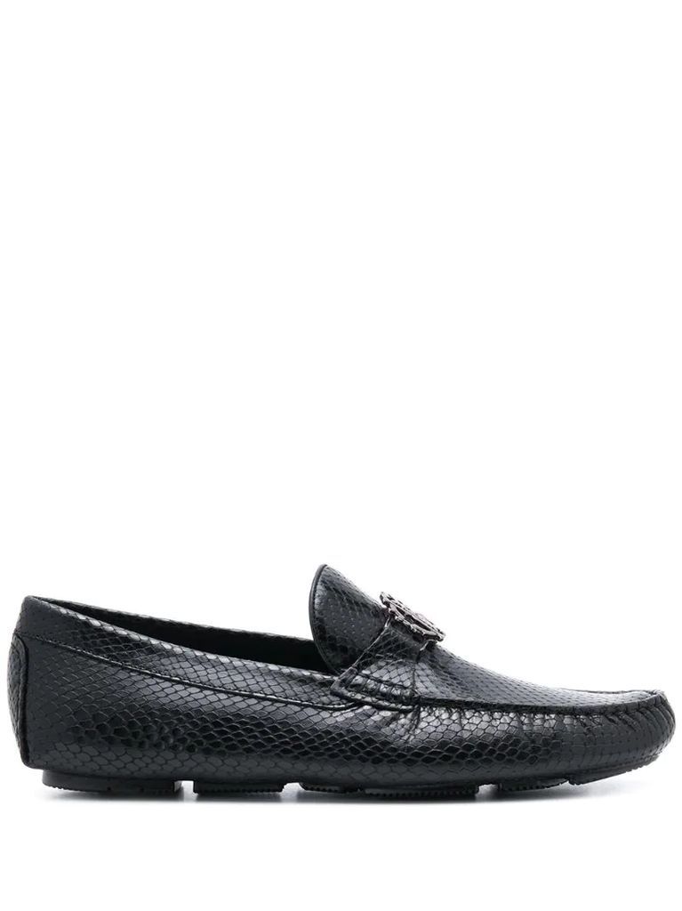 RC monogram snake loafers