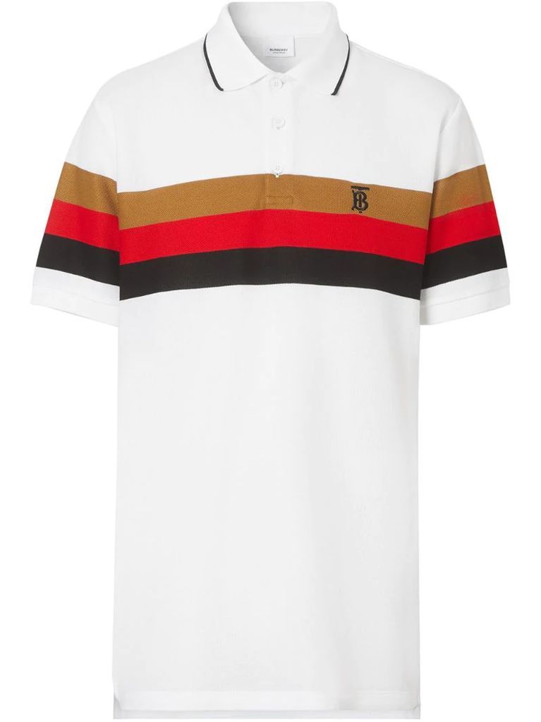Monogram motif striped polo shirt