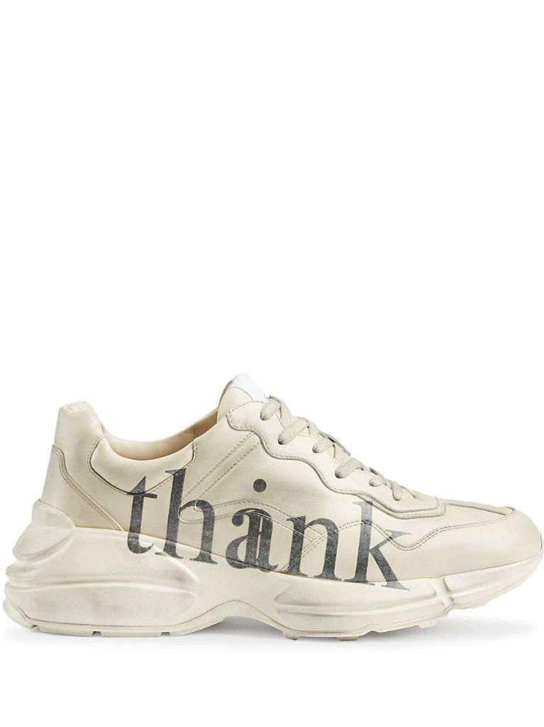 Rhyton 'think/thank' print sneaker