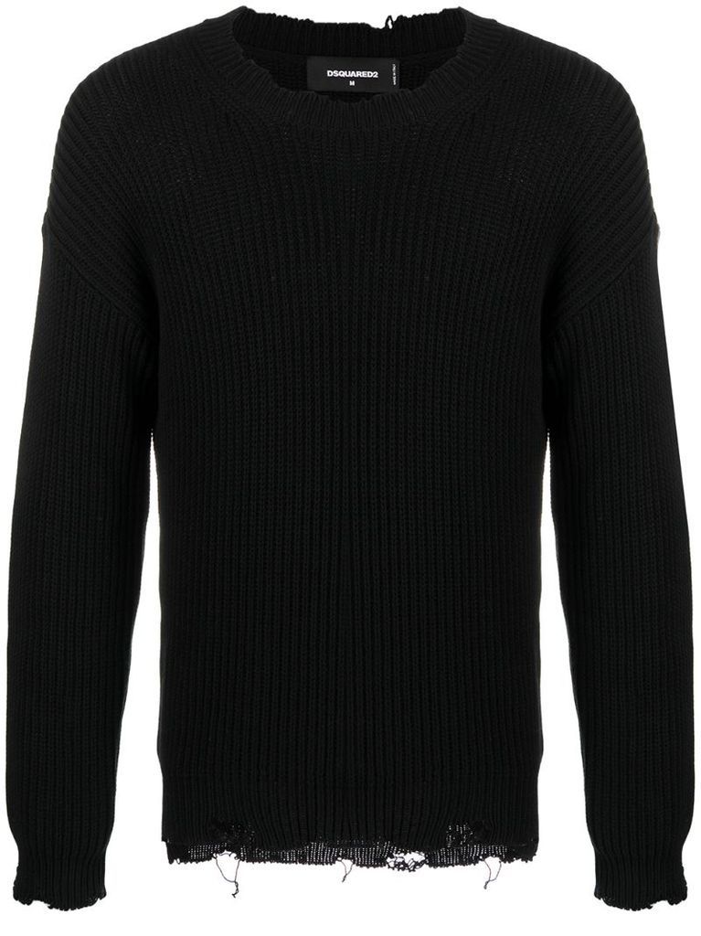 logo-print chunky-knit jumper