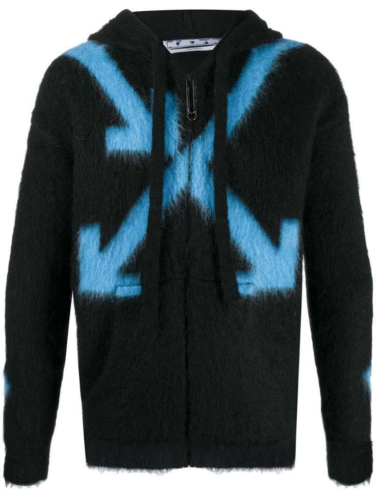 Arrows-motif textured hoodie