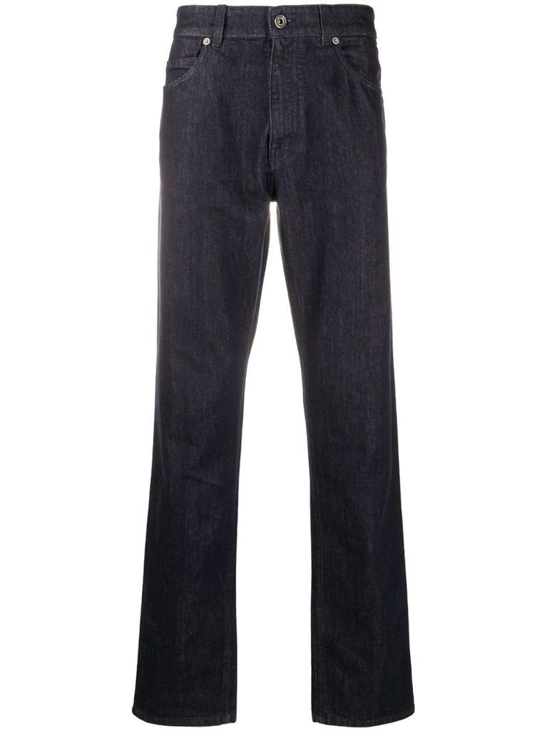 dark wash straight leg jeans