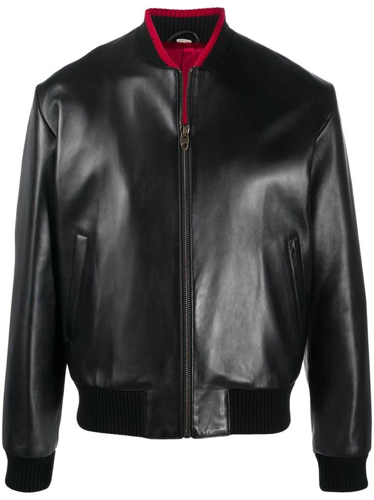 lambskin leather bomber jacket