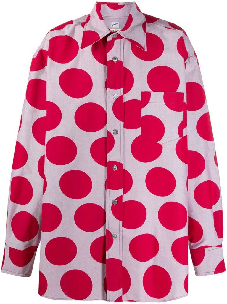 oversized maxi polka-dot shirt