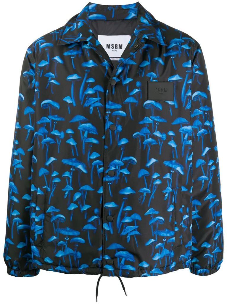mushroom-print shirt jacket