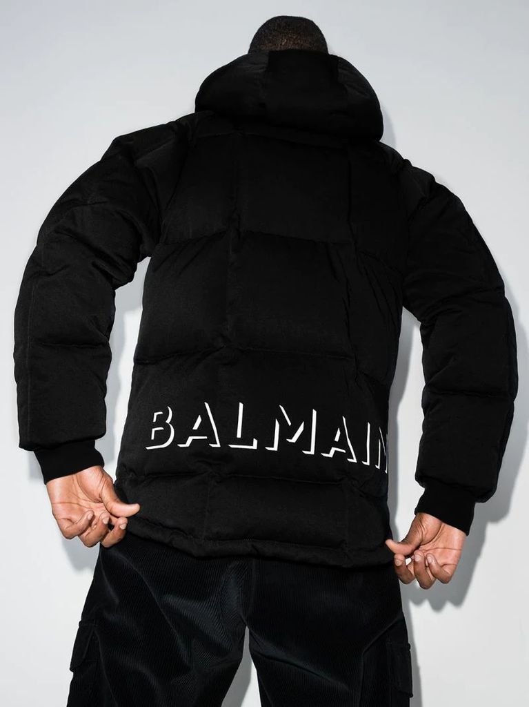 logo-print hooded puffer jacket