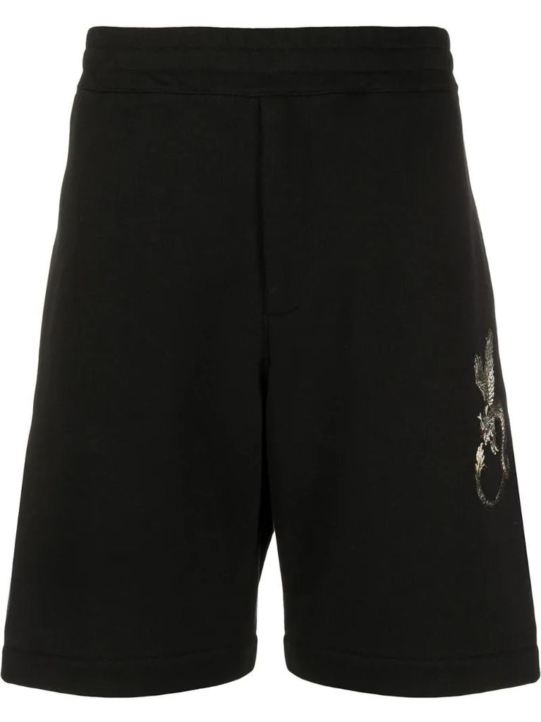 embroidered track shorts