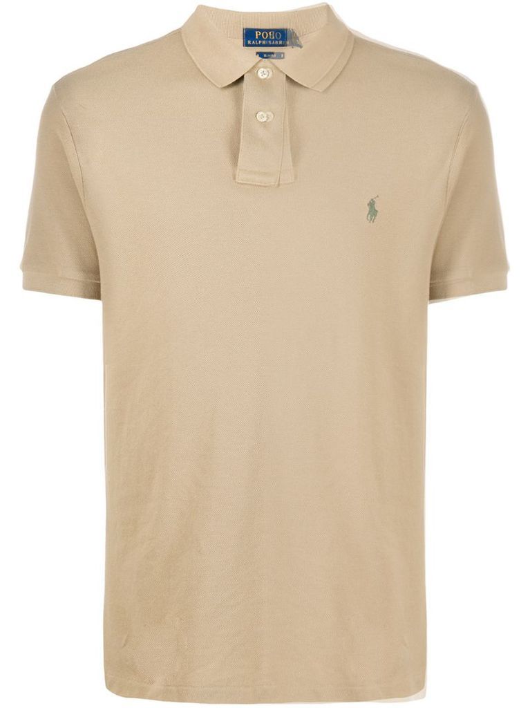 plain logo-embroidered polo shirt