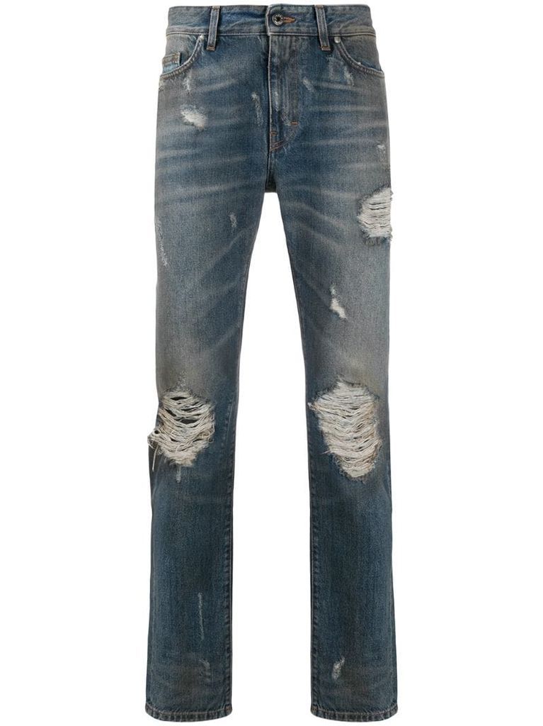 mid rise distressed jeans