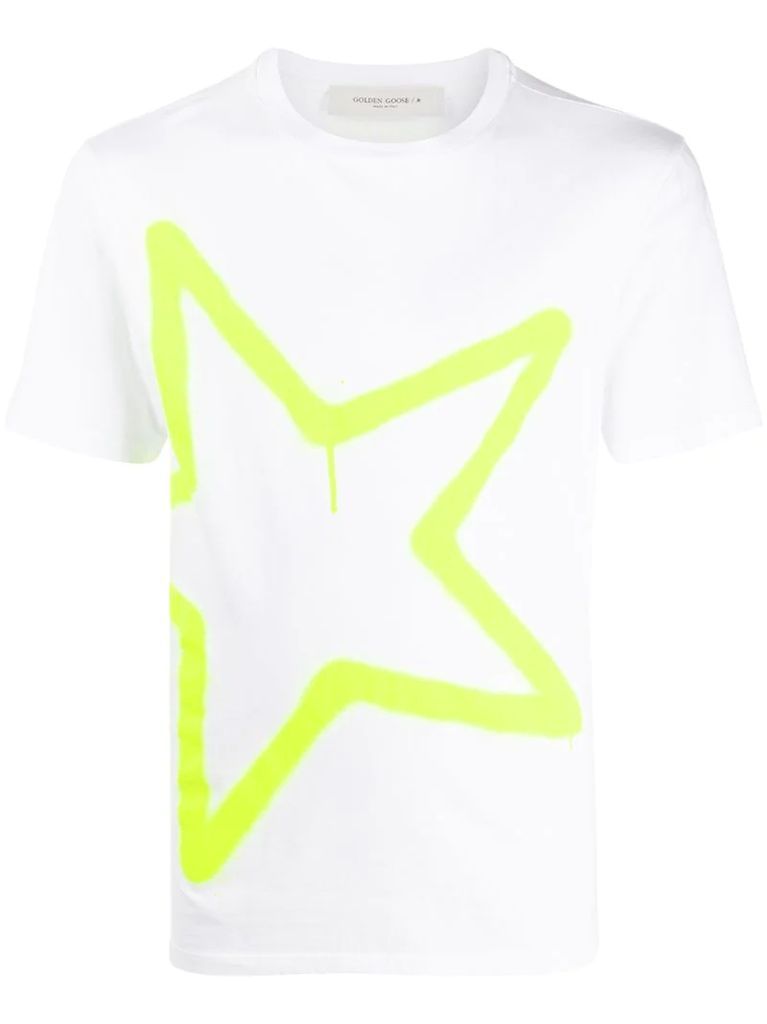 neon star print T-shirt