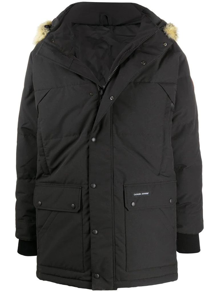 fur-trimmed quilted-down coat