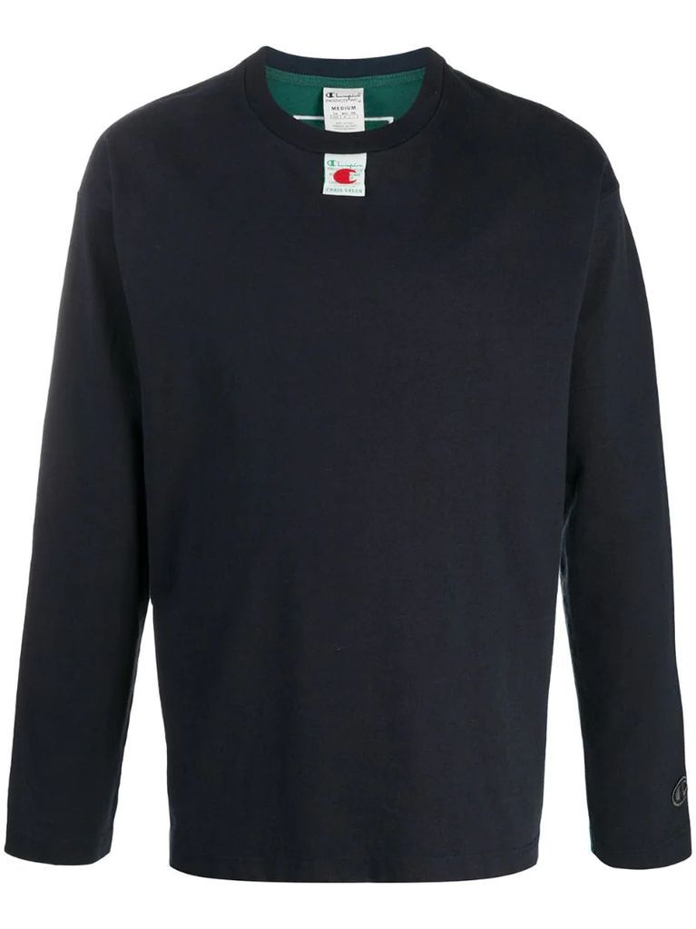 two-tone long-sleeved T-shirt