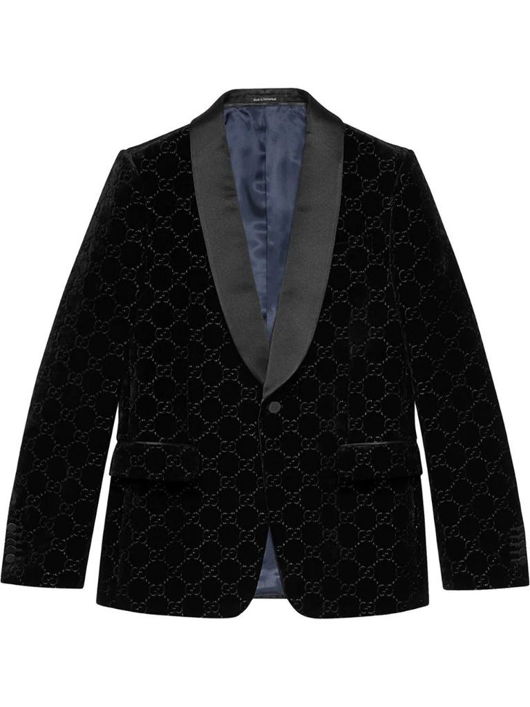 velvet-effect GG embroidery blazer
