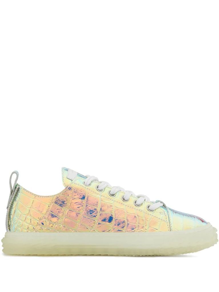 low top holographic effect sneakers