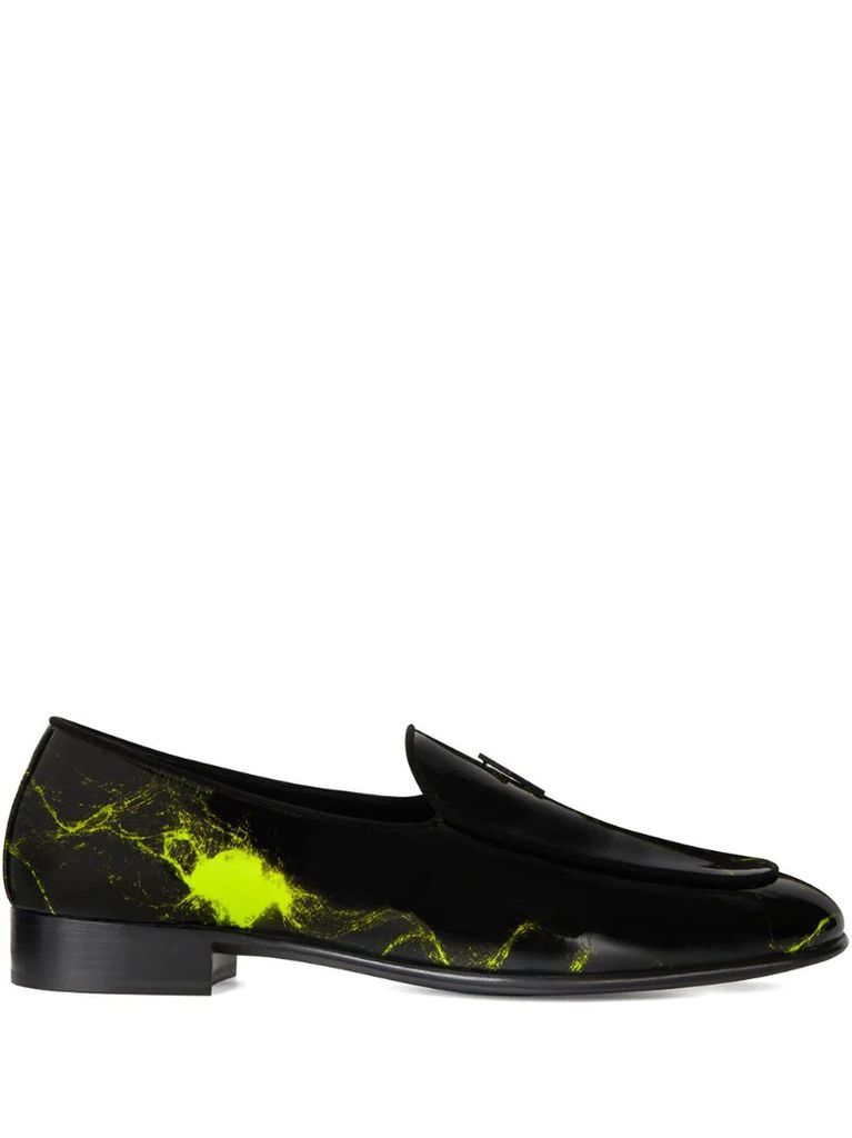 marbled print loafers