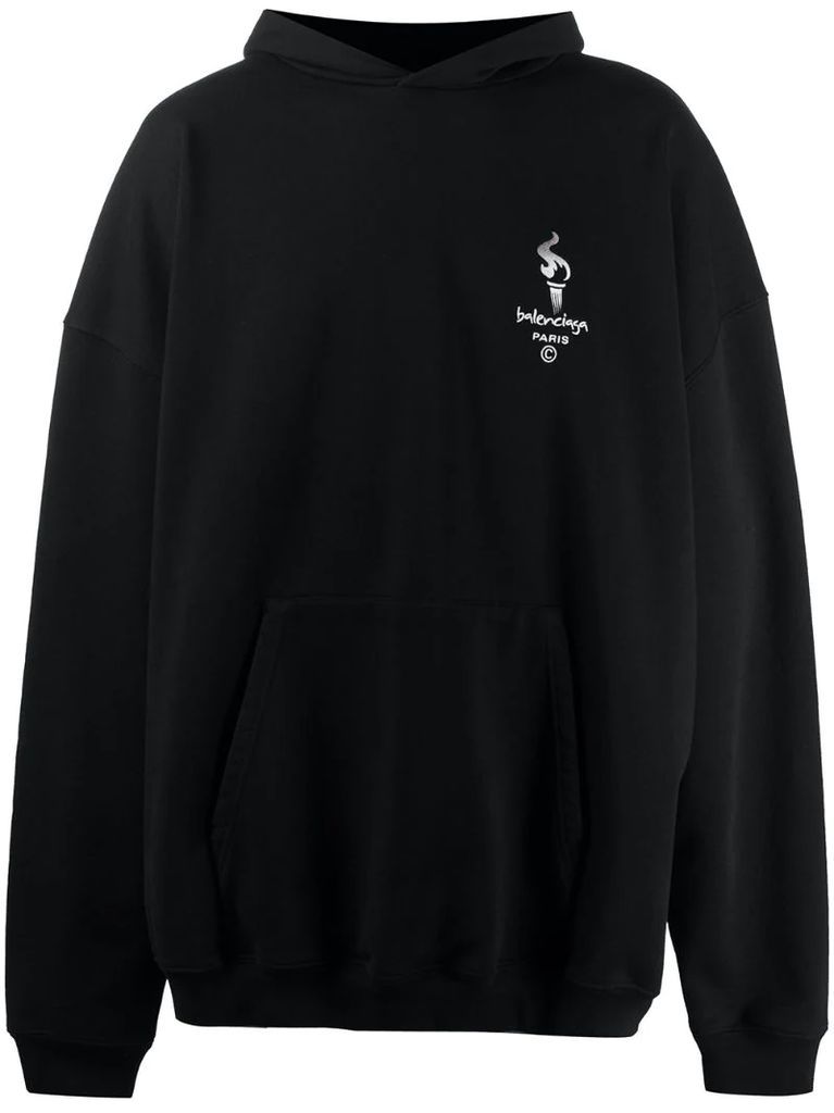 embroidered-logo oversize hoodie