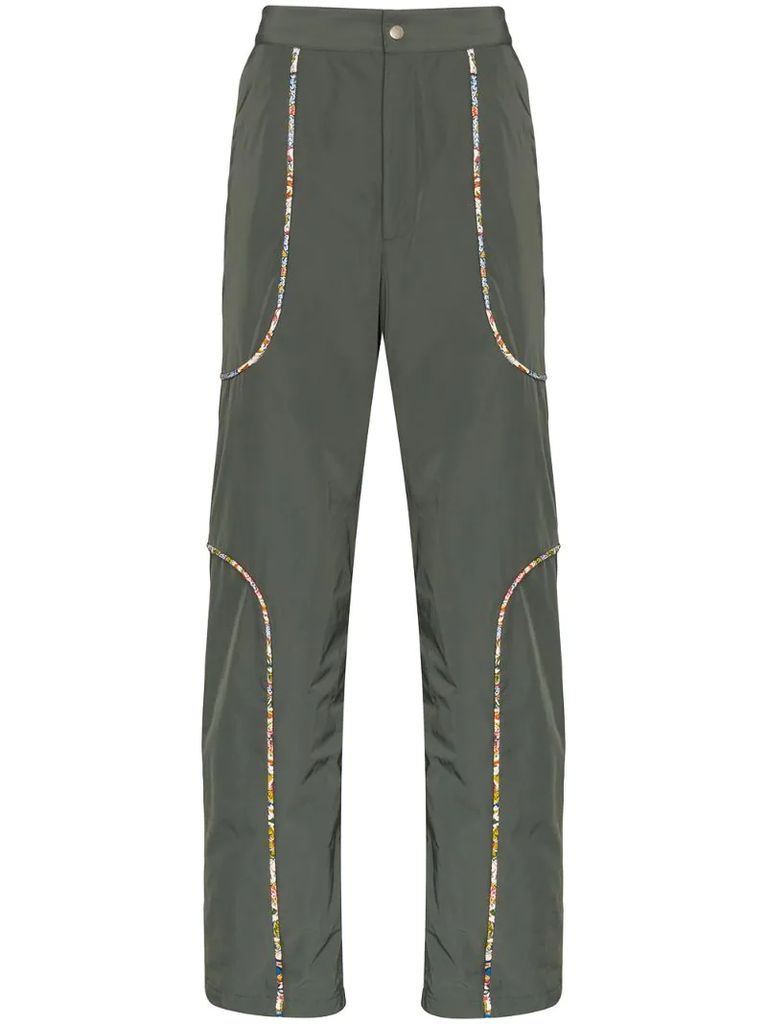 contrast piped straight-leg trousers