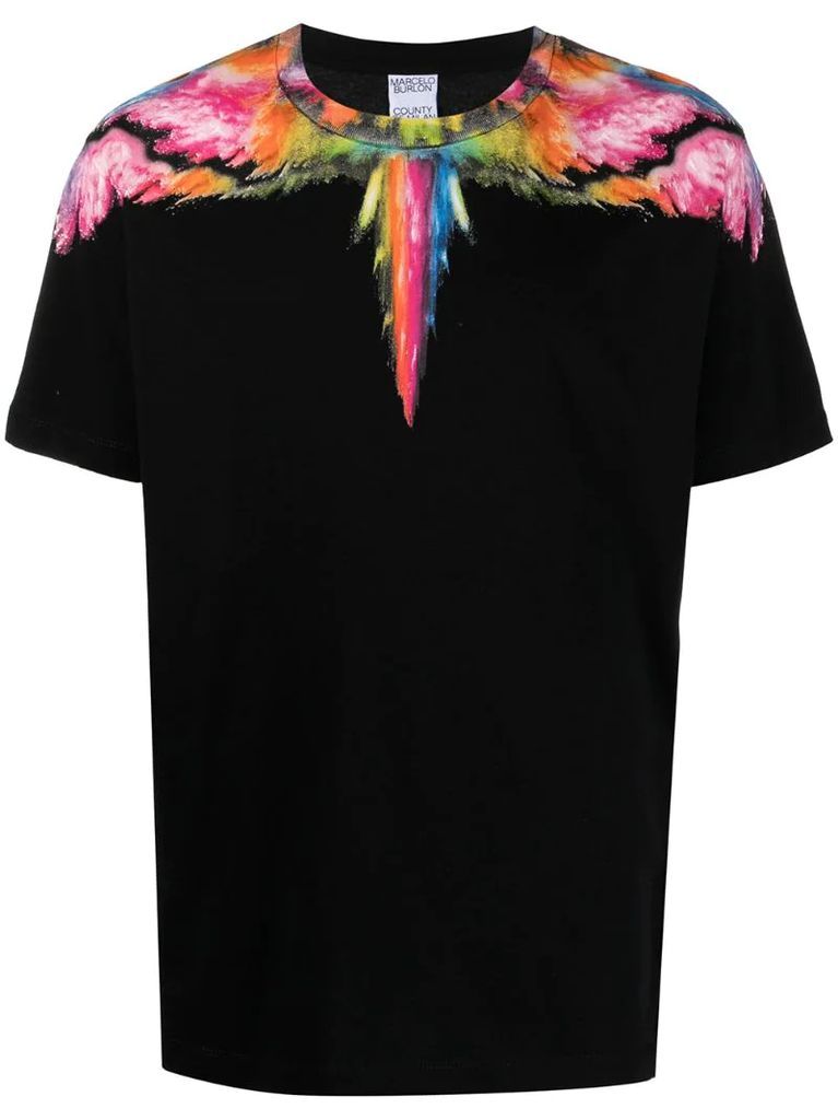 wings-print cotton T-shirt