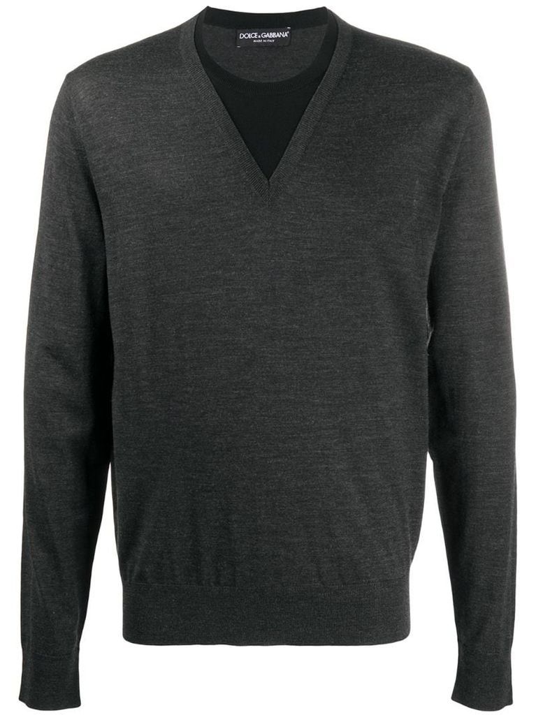 v-neck fine knit sweater