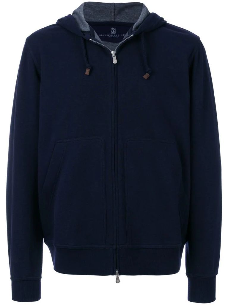 zipped front hoodie