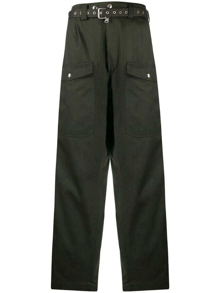 wide leg army trousers