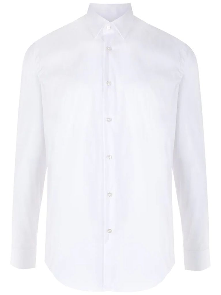 pointed collar slim-fit shirt