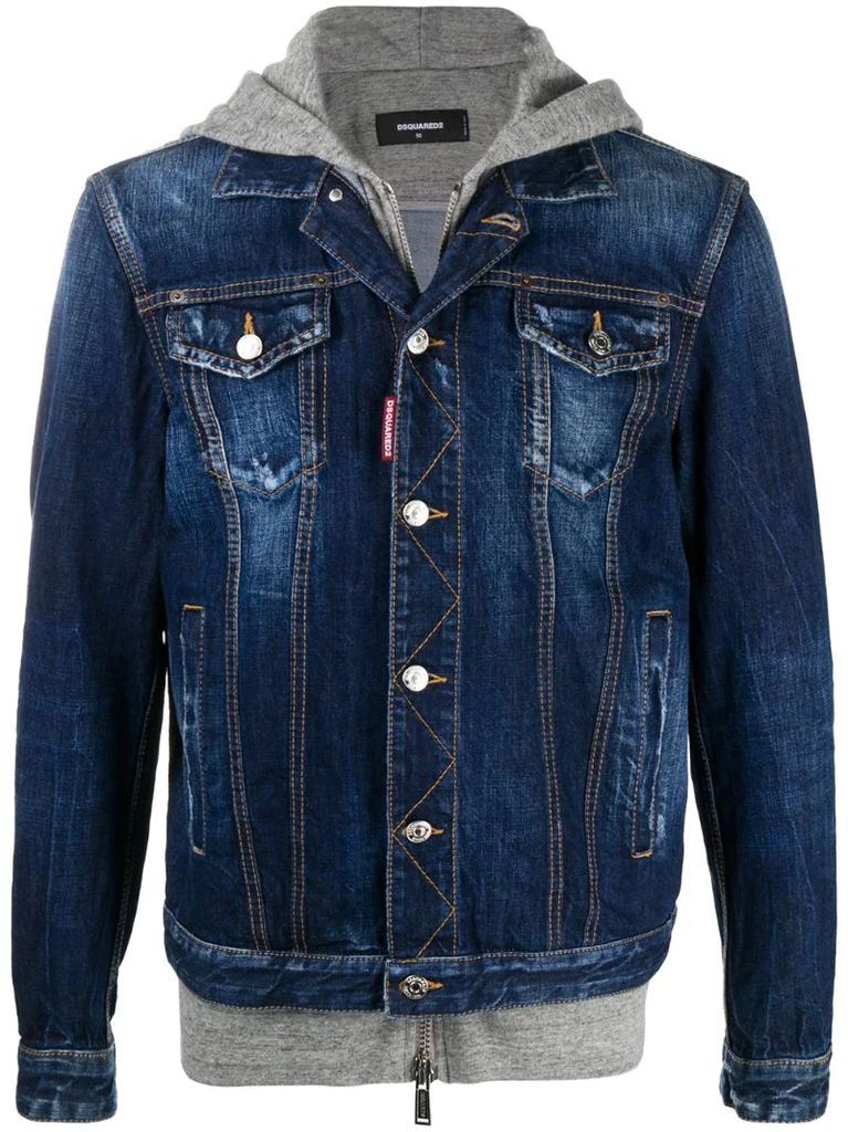 ICON jersey hood denim jacket