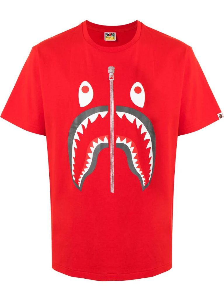 sad shark-print T-shirt