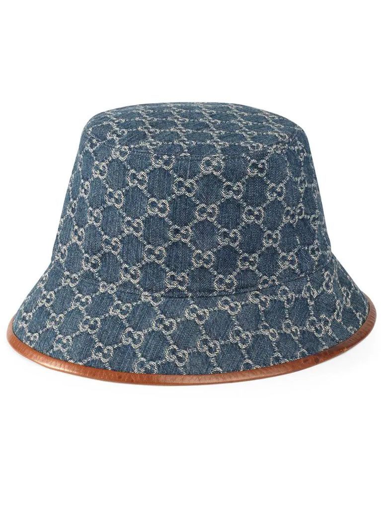 GG Supreme leather-trimmed bucket hat
