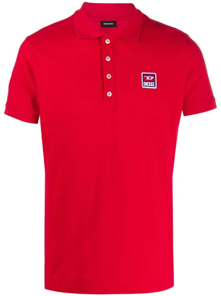 short-sleeved logo patch polo shirt