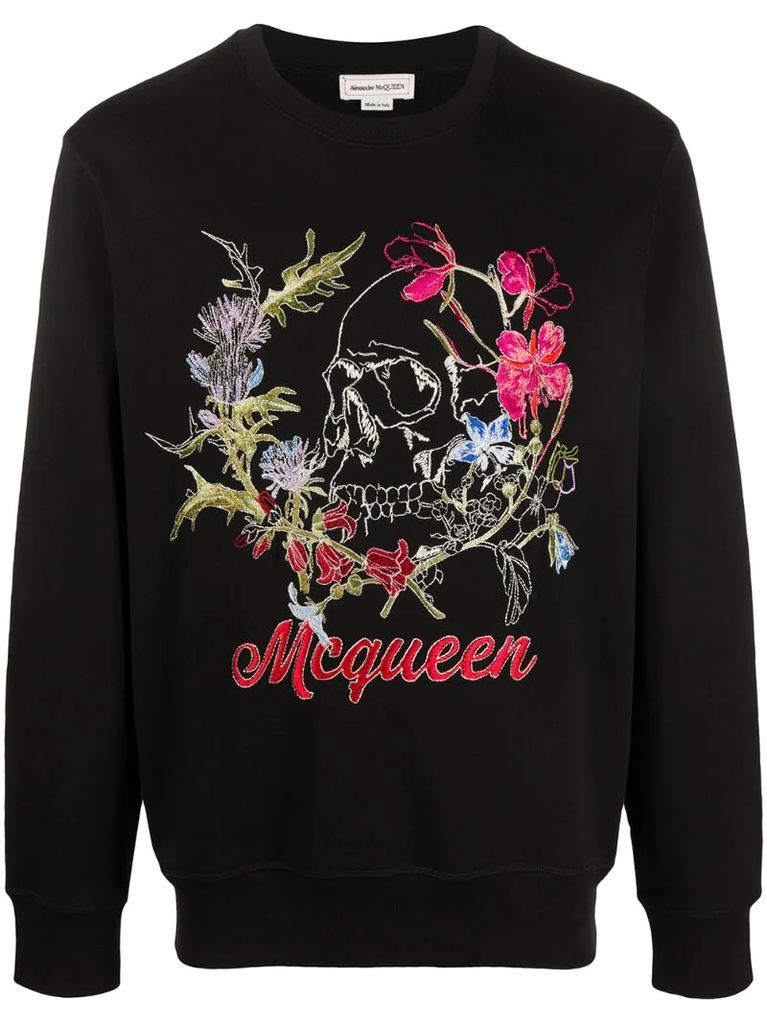 floral-embroidered sweatshirt