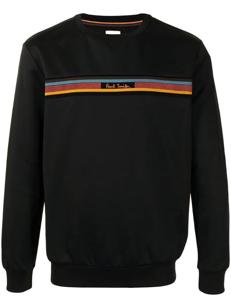 rainbow-stripe sweatshirt