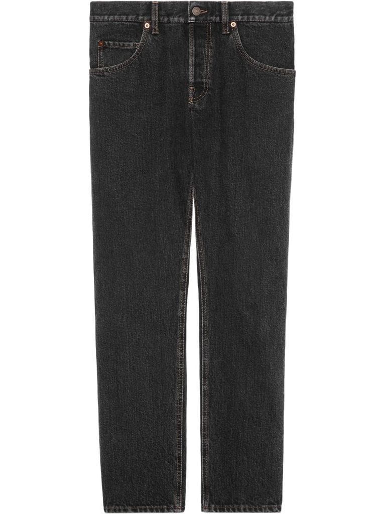 eco stone washed tapered jeans