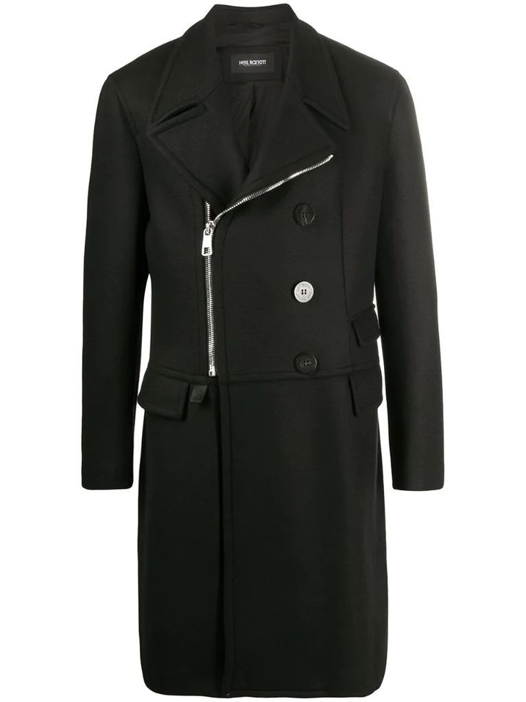 zip-up long-sleeved coat