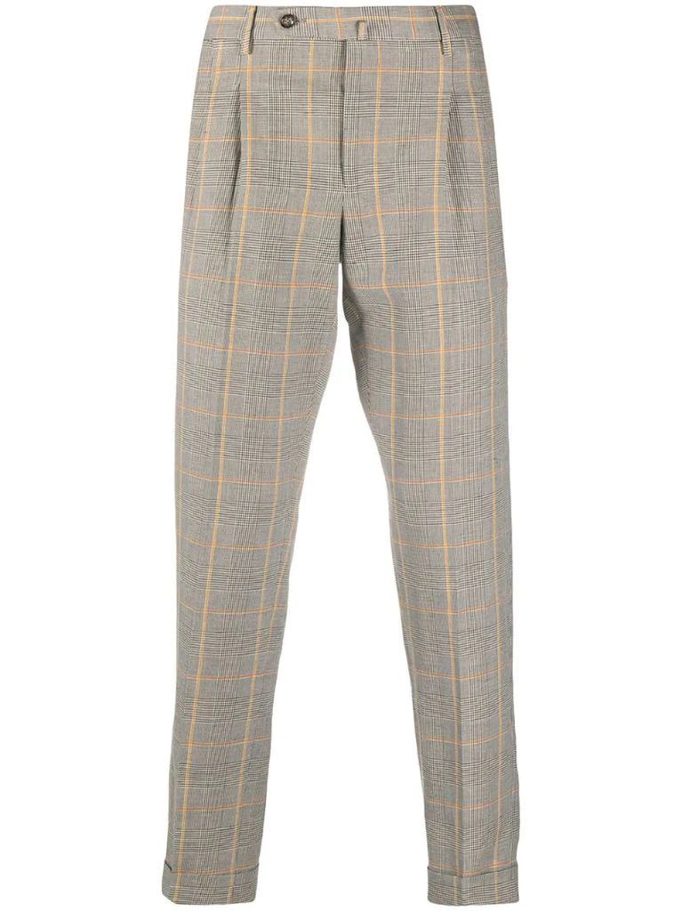 pressed check trousers