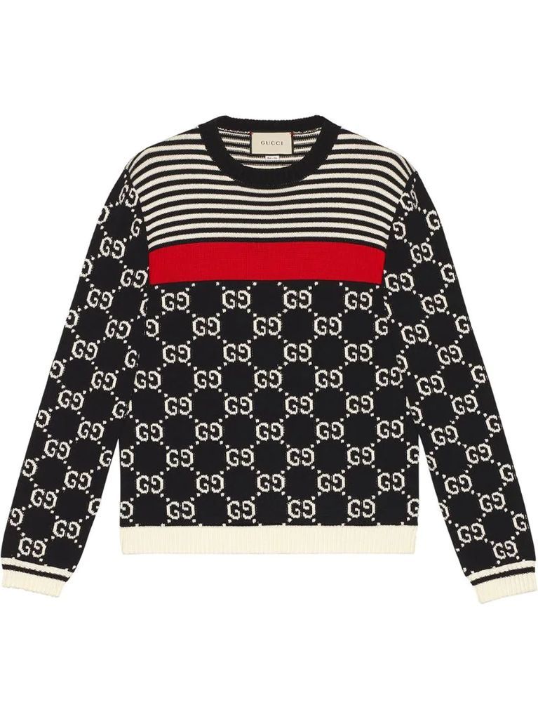 GG and stripes knit sweater