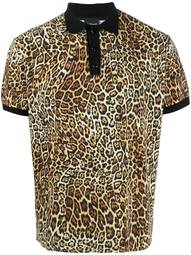 leopard print polo T-shirt