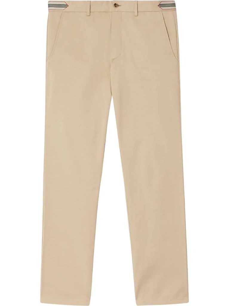 stripe-detail cotton chino trousers